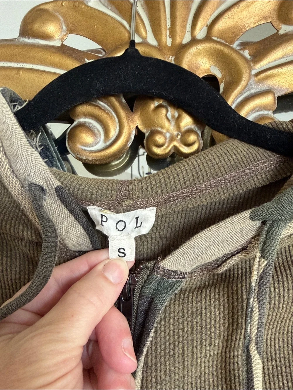 POL Olive and Camo Patchwork Hoodie - Picture 2 of 5
